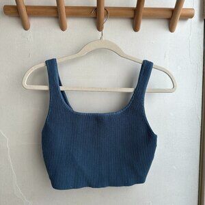 W’s L Aritzia Babaton Cropped ribbed tank top / Crop Top - Blue